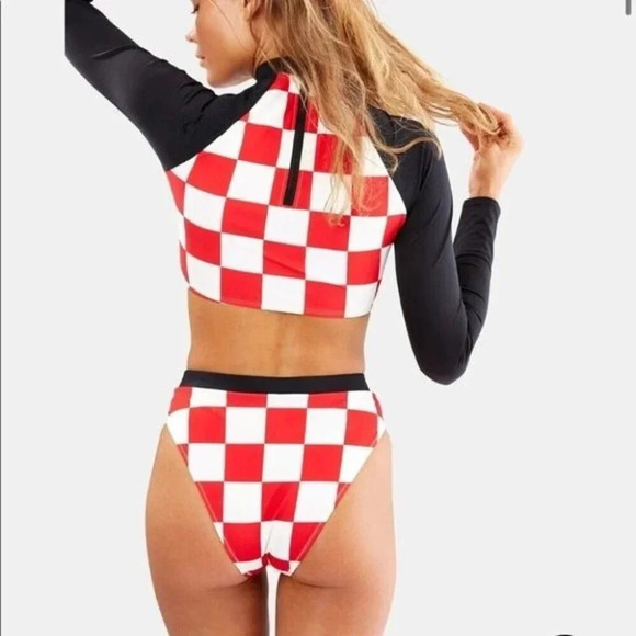 NWT RE/DONE SOLID&STRIPED The Malibu Bottom Red Checker Size L - Picture 9 of 13